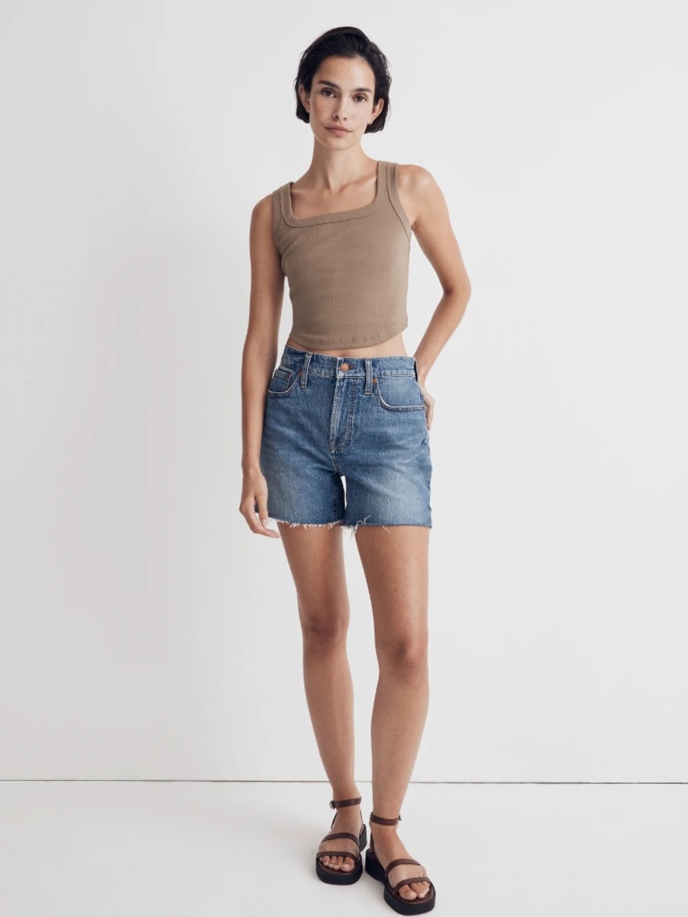 Madewell | Light Umber Tailored Crop Tank - XL | Corset Shape